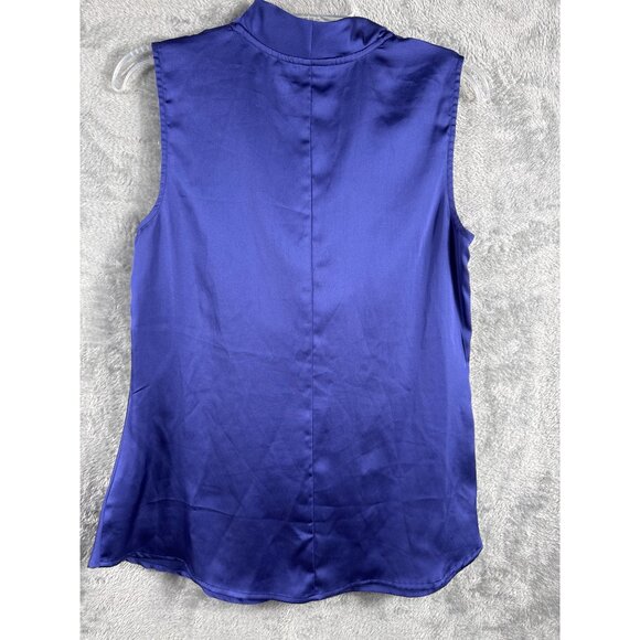 Apt. 9 Womens Cowl Neck Sleeveless Blouse Medium Royal Blue Satin - Picture 5 of 7